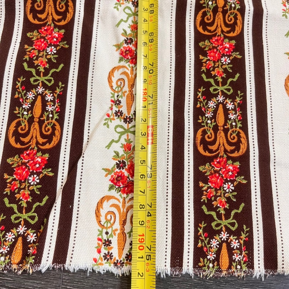 VTG Evelyn Peterson Floral Striped Fabric Americana MCM 2yds 75"x43" Canvas 70s - Picture 5 of 6